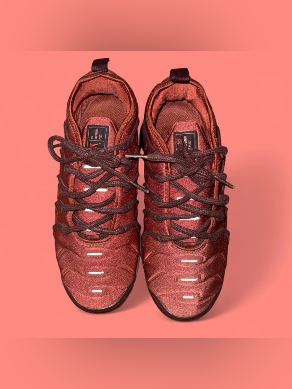 Nike Air VaporMax Plus AO4550-201 Women’s 
Size 6 Burgundy Copper Running Shoes